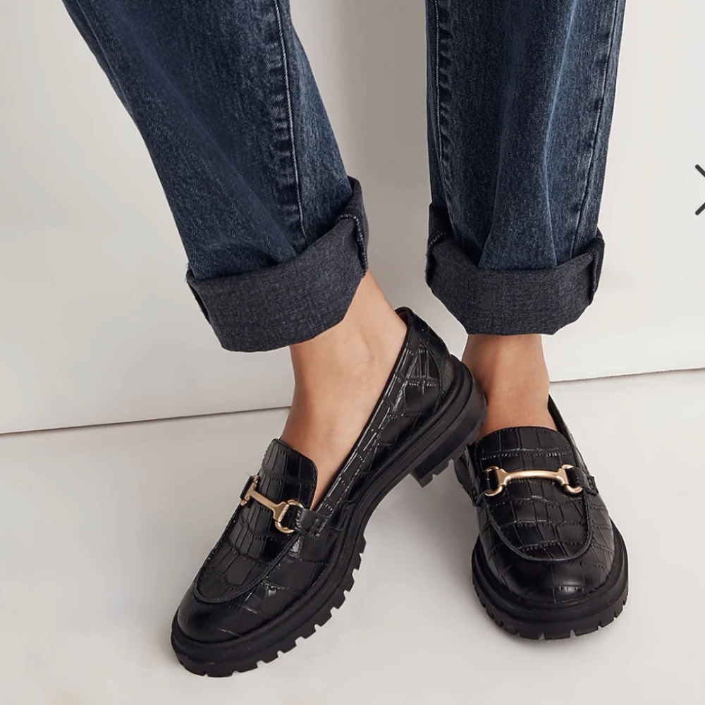 Madewell BRADLEY HARDWARE LUGSOLE LOAFER IN CROC EMBOSSED LEATHER